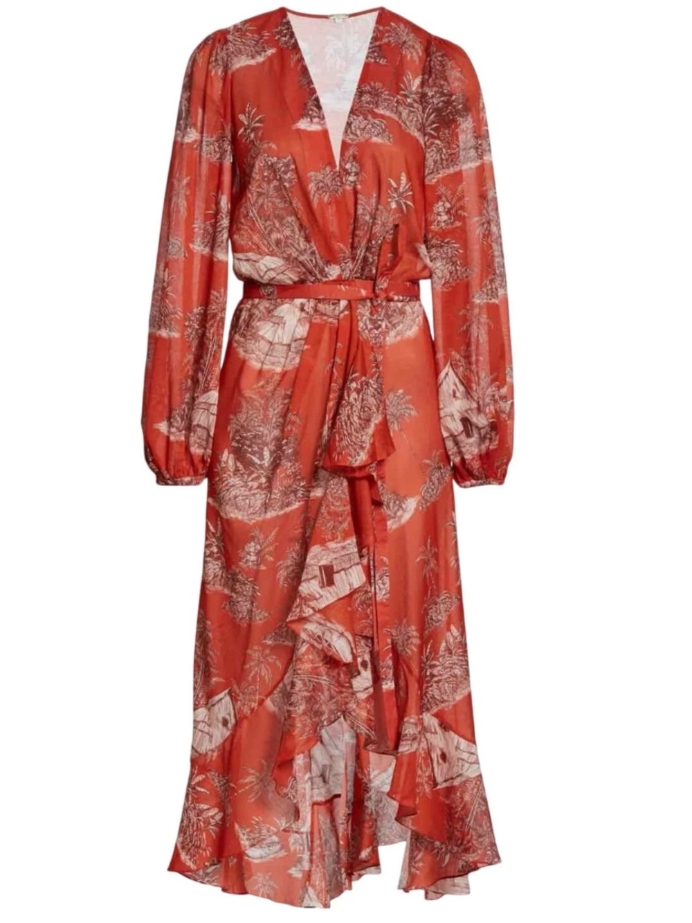 Johanna Ortiz Cuando El Rio Suena Ed Voile Midi Dress Lightweight Sheer Sz 8